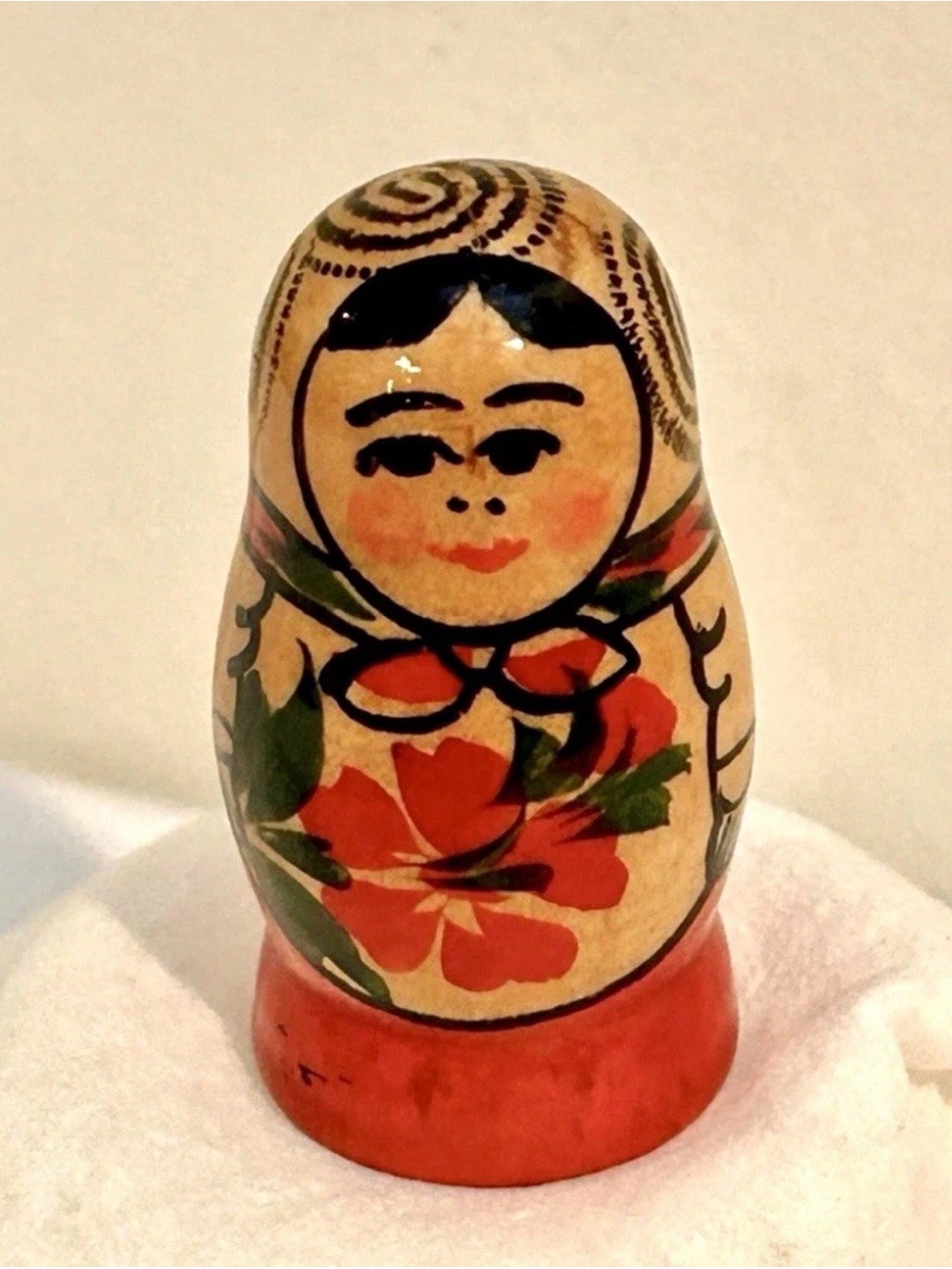 Hand Painted Wood Russian Collectible Thimble Vintage USSR Soviet Folk Art